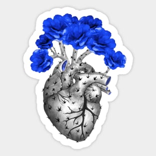 Cactus Heart, succulent heart and blue flowers, Prickly Heart, succulent lover, Plant lover Sticker